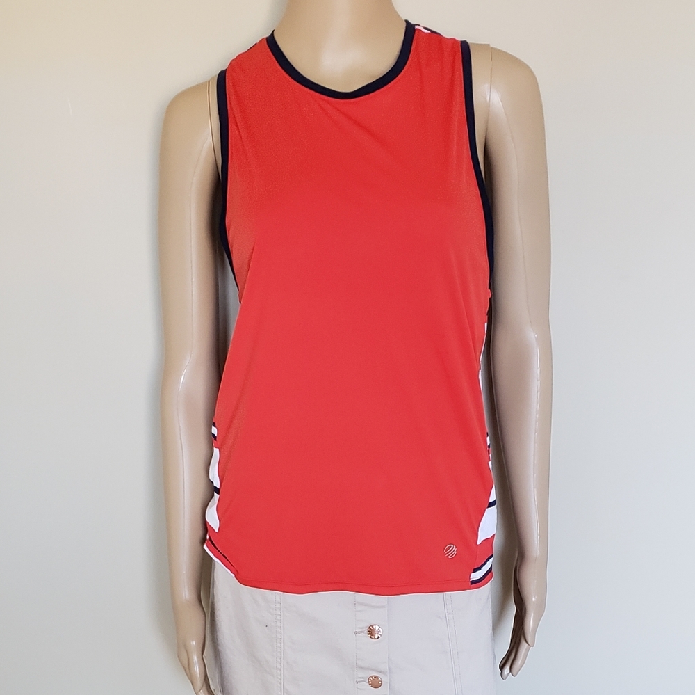 NEW! MPG REDDISH/ORANGE SLEEVELESS TANK W STRIPES